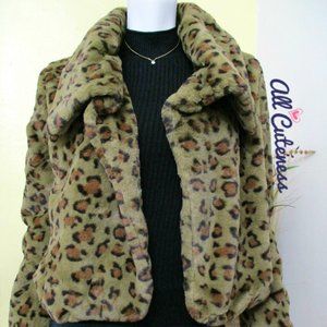 Leopard Print Faux Fur Jacket